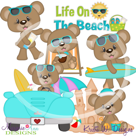 Bently At The Beach SVG Cutting Files Includes Clipart - Click Image to Close